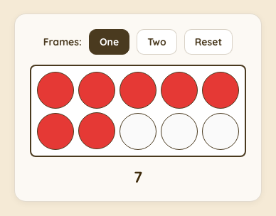 The in-app ten frame tool showing 7 counters